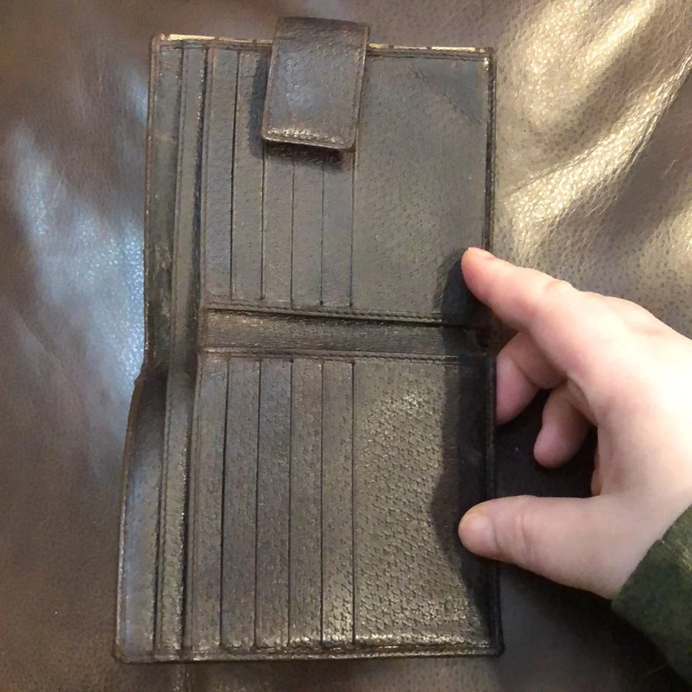 GUCCI Men GG Trifold Canvas Jacquard Wallet Brown Leather